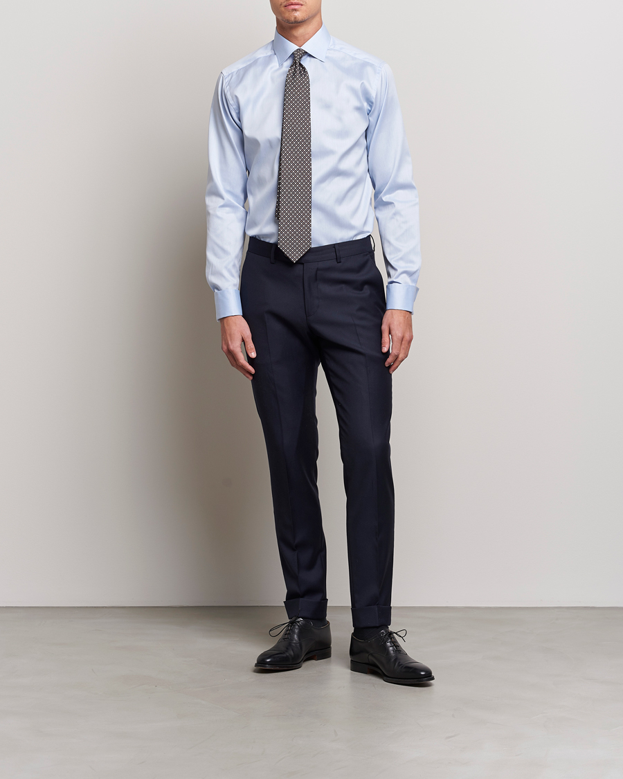Herre | Tøj | Eton | Slim Fit Shirt Double Cuff Blue