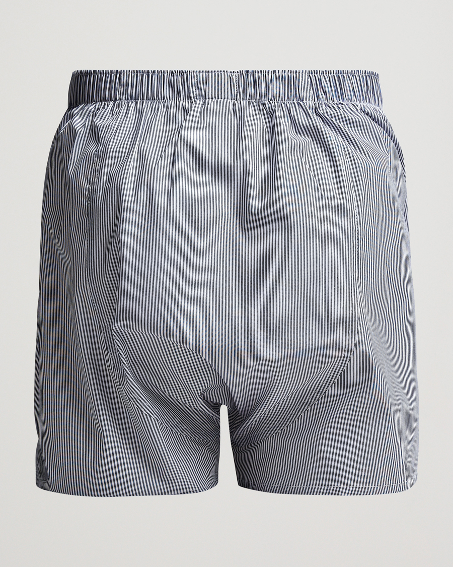 Herre | Sunspel | Sunspel | Classic Woven Cotton Boxer Shorts White/Light Blue
