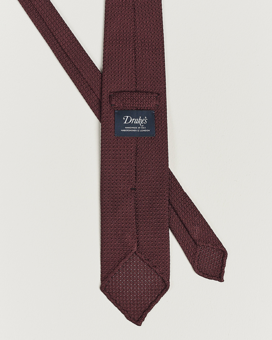 Herre | Tilbehør | Drake's | Silk Grenadine Handrolled 8 cm Tie Wine Red