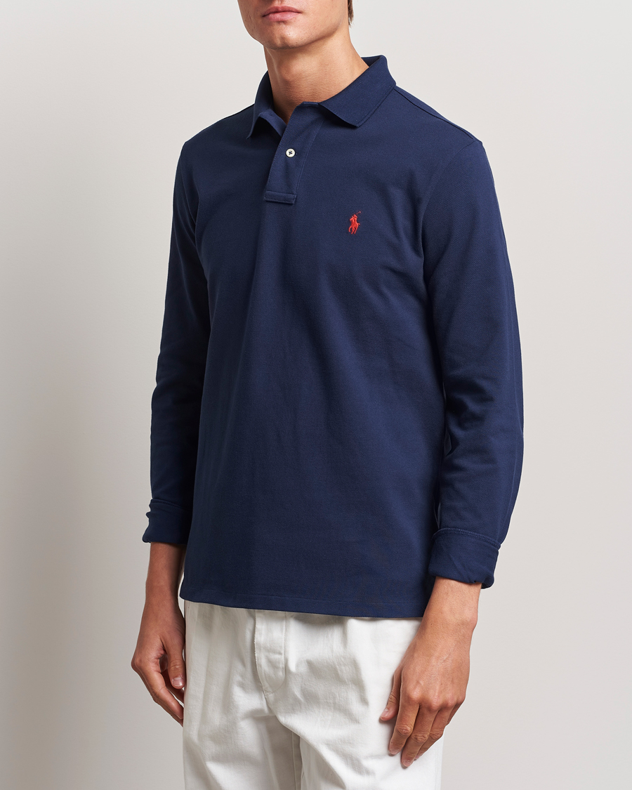 Herre | Langærmede polotrøjer | Polo Ralph Lauren | Custom Slim Fit Long Sleeve Polo Newport Navy