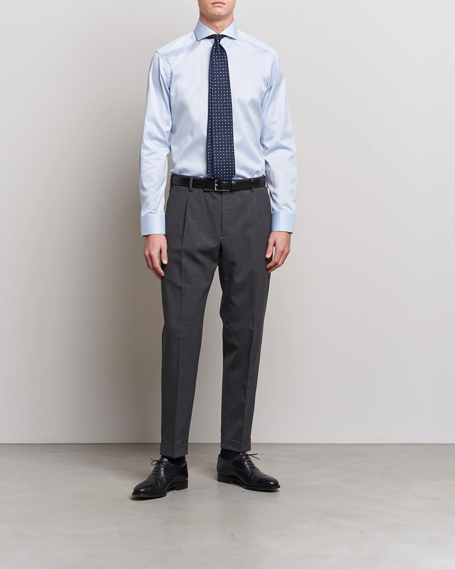 Herre | Businesskjorter | Eton | Slim Fit Twill Cut Away Shirt Light Blue