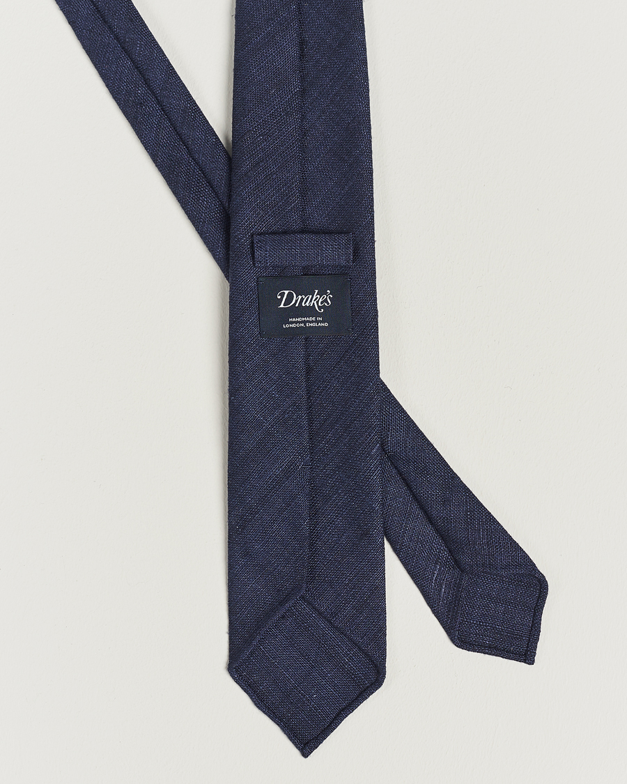 Herre |  | Drake\'s | Tussah Silk Handrolled 8 cm Tie Navy