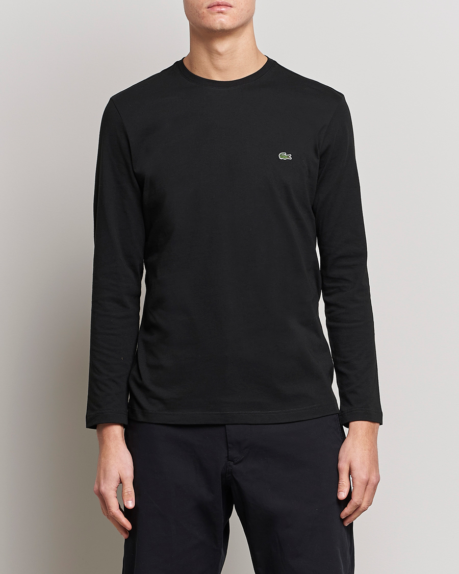 Herre | Sorte t-shirts | Lacoste | Long Sleeve Crew Neck T-Shirt Black