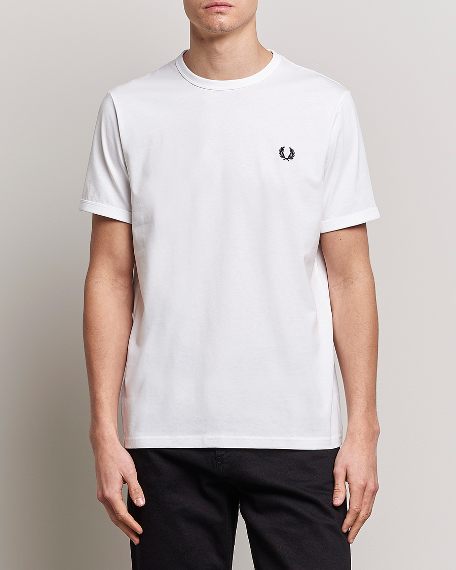 Herre | Hvide t-shirts | Fred Perry | Ringer Crew Neck Tee White