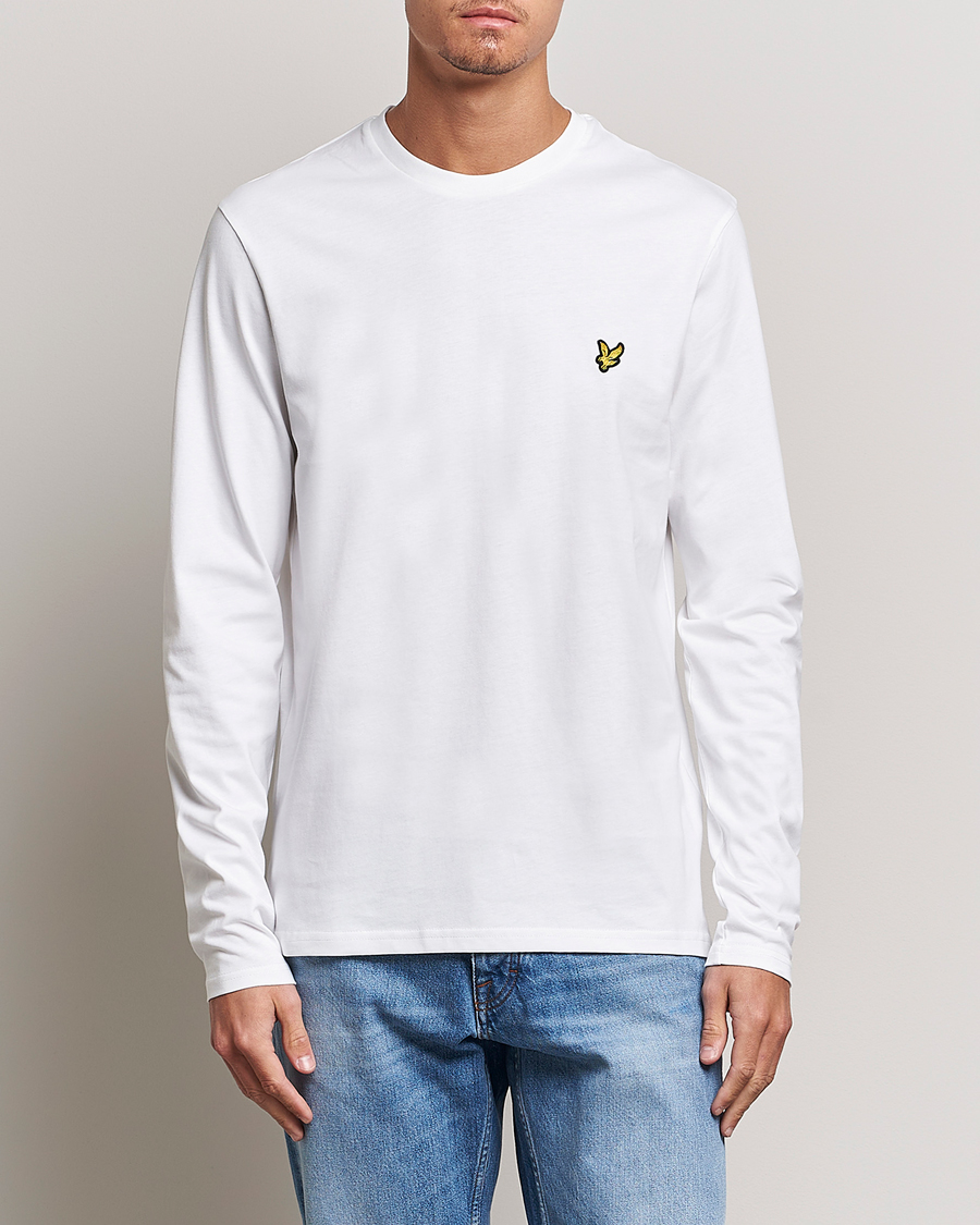 Herre | Langærmede t-shirts | Lyle & Scott | Plain Long Sleeve Cotton T-Shirt White