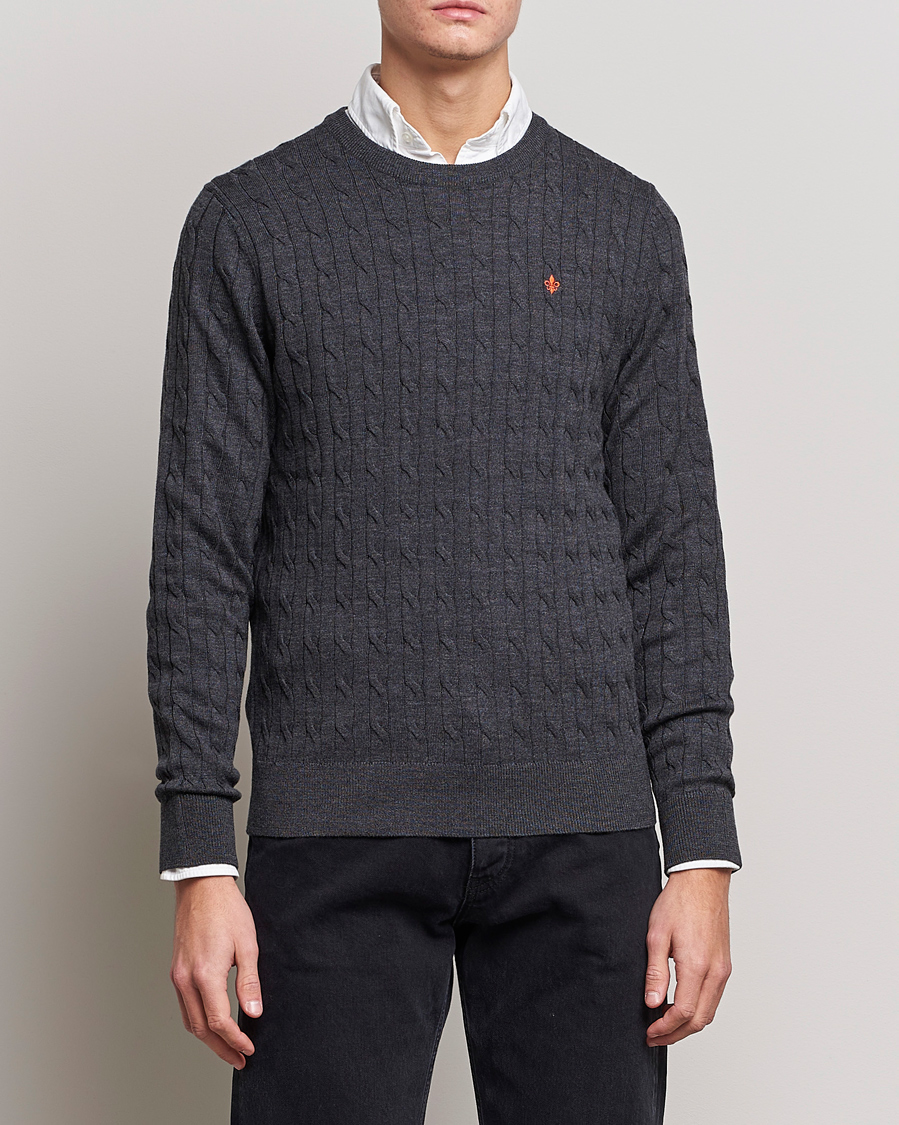 Herre | Pullovers med rund hals | Morris | Merino Cable O-Neck Grey