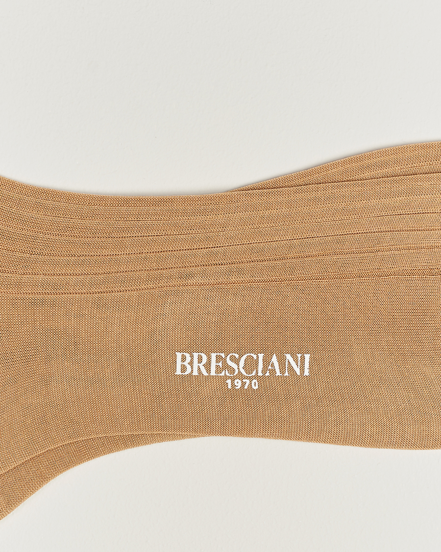 Herre | Strømper | Bresciani | Cotton Ribbed Short Socks Light Khaki