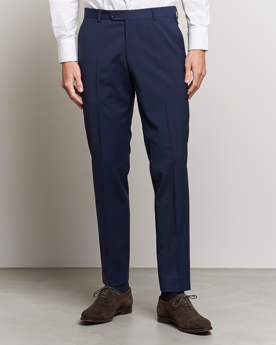 Herre | Tøj | Oscar Jacobson | Denz Wool Stretch Trousers Blue