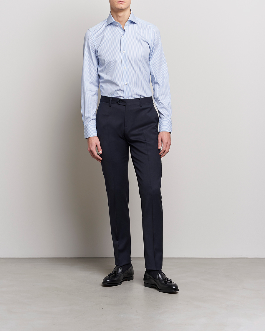 Herre | Businesskjorter | Finamore Napoli | Milano Slim Fit Classic Shirt Blue