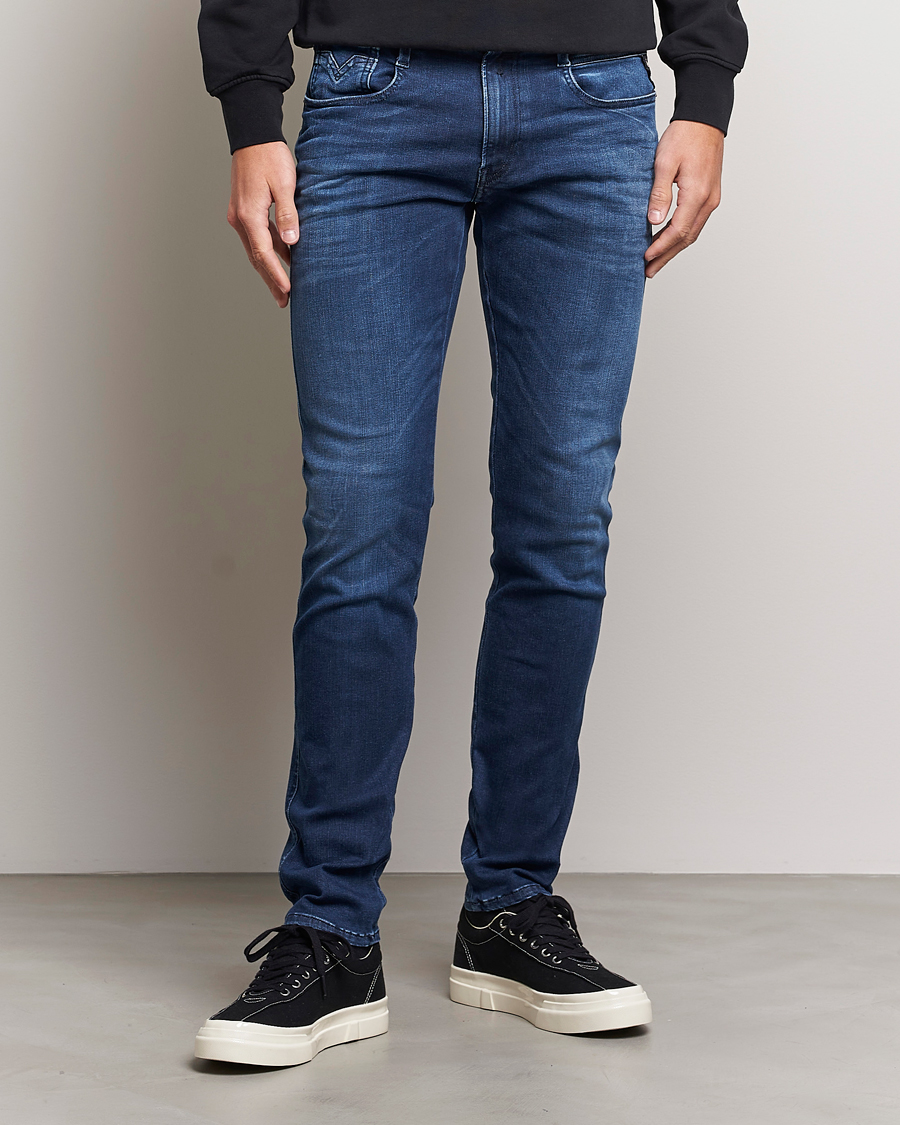 Herre | Blå jeans | Replay | Anbass Hyperflex Re-Used Jeans Dark Blue