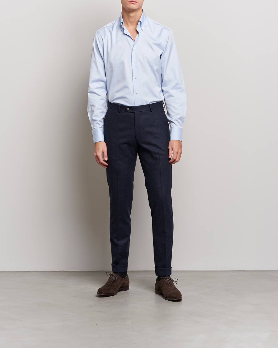 Herre | Businesskjorter | Stenströms | Fitted Body Button Down Shirt Light Blue