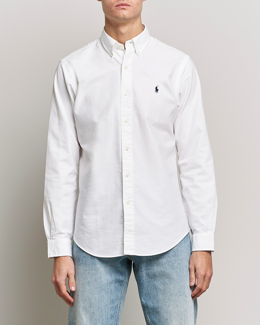 Herre | Preppy Authentic | Polo Ralph Lauren | Custom Fit Garment Dyed Oxford Shirt White