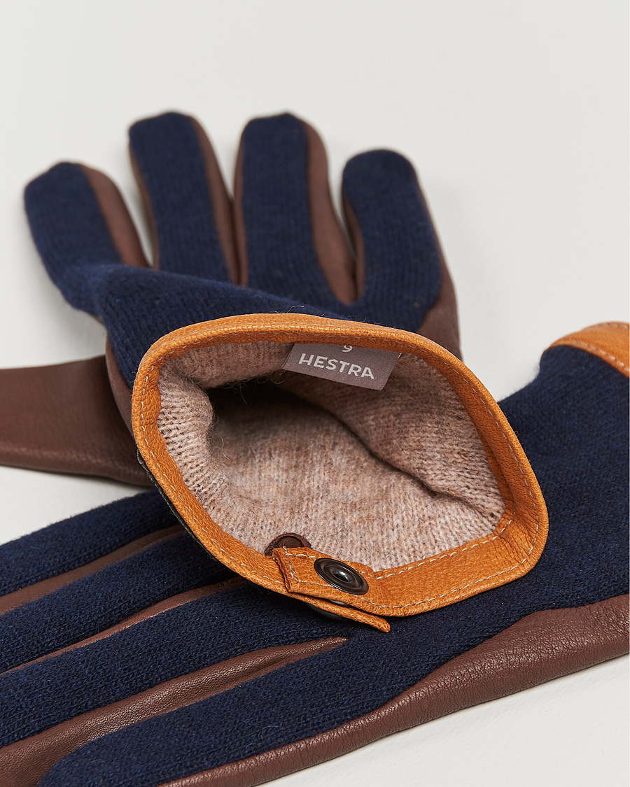 Herre | Handsker | Hestra | Deerskin Wool Tricot Glove Blue/Brown