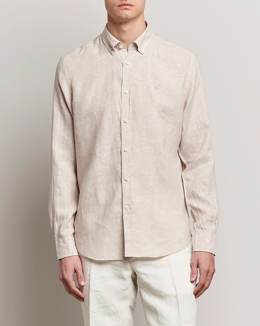 Herre | Tøj | Morris | Douglas Linen Button Down Shirt Khaki