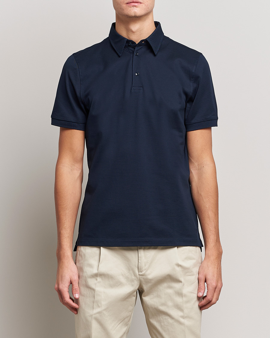 Herre | Tøj | Stenströms | Cotton Polo Shirt Navy