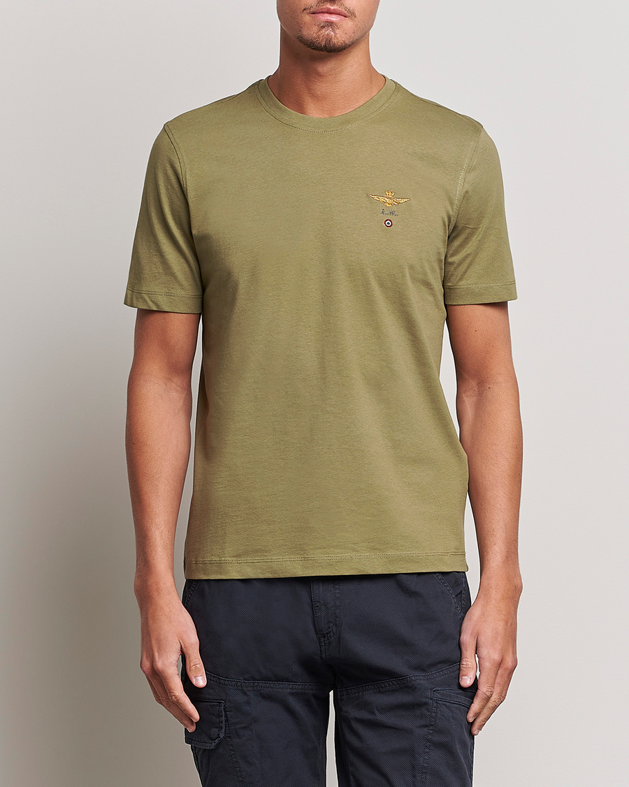 Herre | T-Shirts | Aeronautica Militare | TS1580 Crew Neck Tee Green