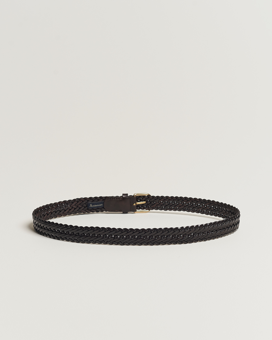 Herre |  | Anderson\'s | Woven Leather Belt 3 cm Dark Brown