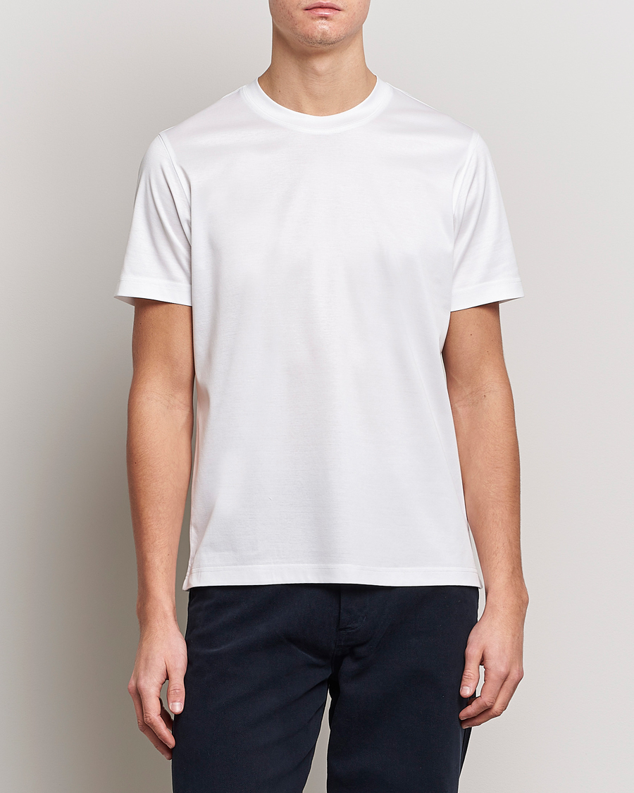 Herre | Hvide t-shirts | Eton | Filo Di Scozia Cotton T-Shirt White