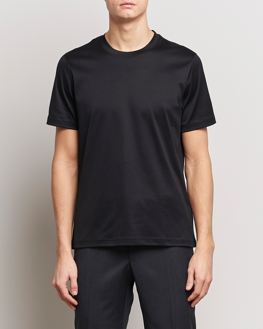 Herre | Tøj | Eton | Filo Di Scozia Cotton T-Shirt Black