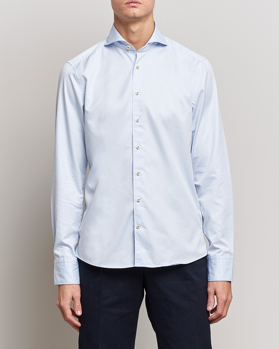 Herre | Afdelinger | Stenströms | Slimline Washed Cotton Shirt Light Blue