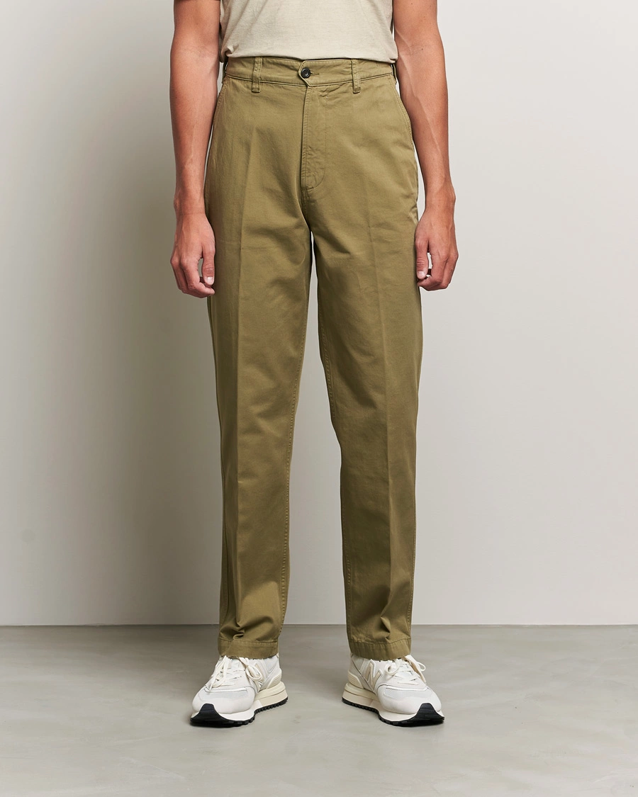 Herre |  | Drake\'s | Flat Front Cotton Chino Olive