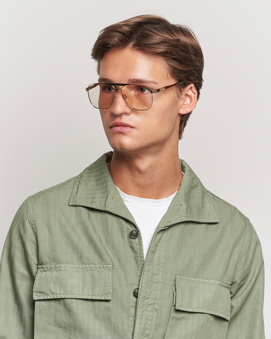 Herre | Pilotsolbriller | Gucci | GG1164S Sunglasses Gold/Havana
