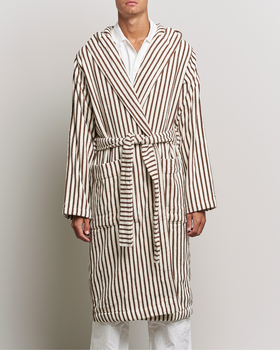 Herre | Pyjamas & Morgenkåber | Tekla | Organic Terry Hooded Bathrobe Kodiak Stripes