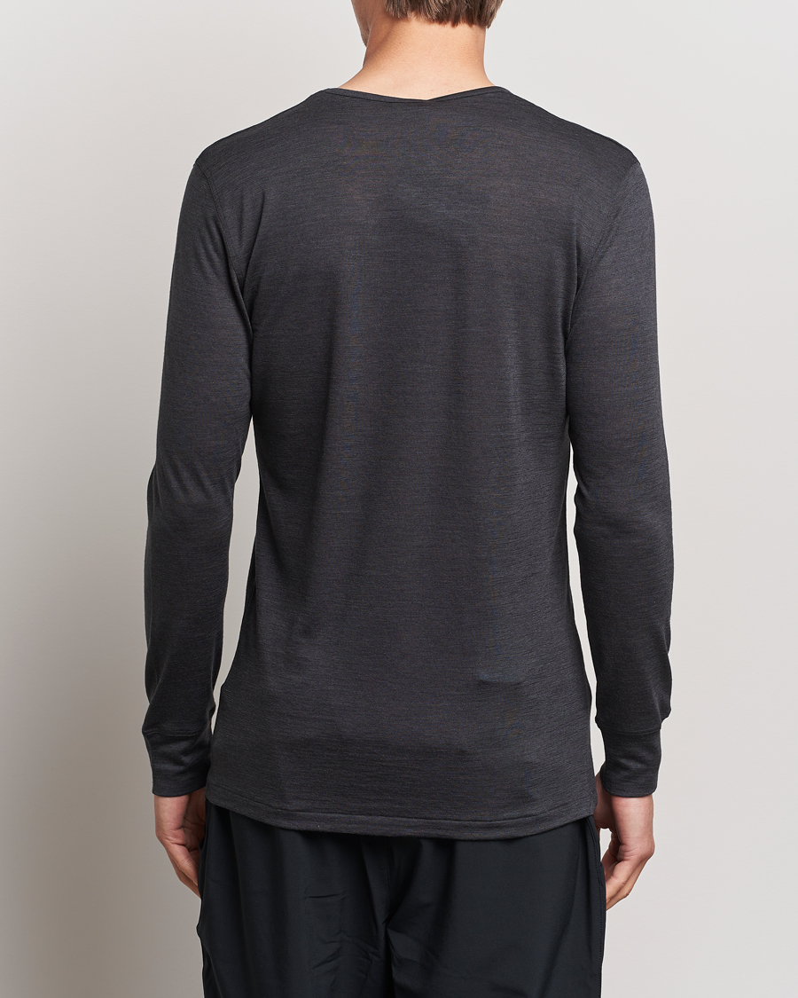 Herre |  | Zimmerli of Switzerland | Wool/Silk Long Sleeve T-Shirt Charcoal