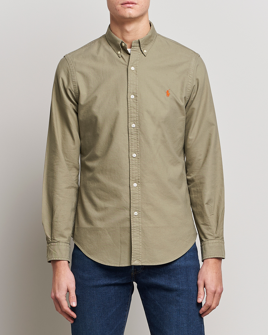 Herre | Tøj | Polo Ralph Lauren | Slim Fit Garment Dyed Oxford Shirt Sage Green