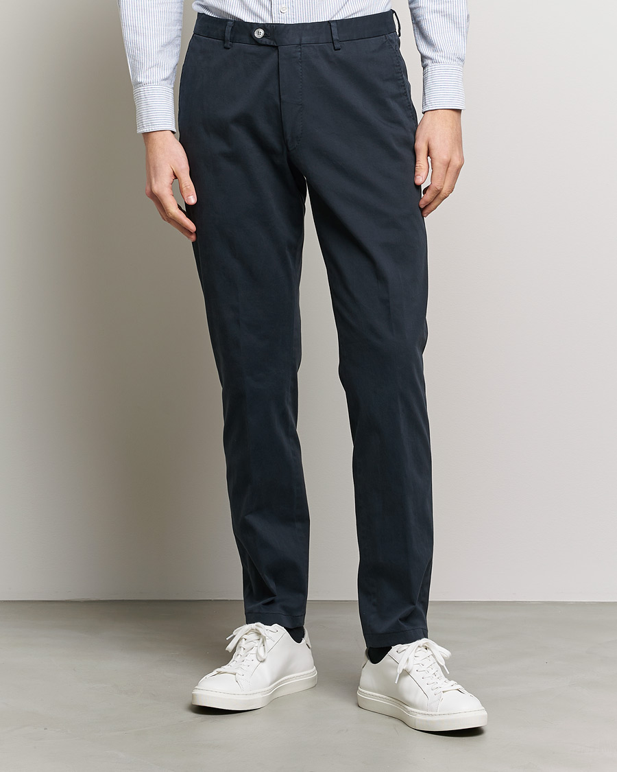 Herre | Chinos | Oscar Jacobson | Denz Casual Cotton Trousers Navy