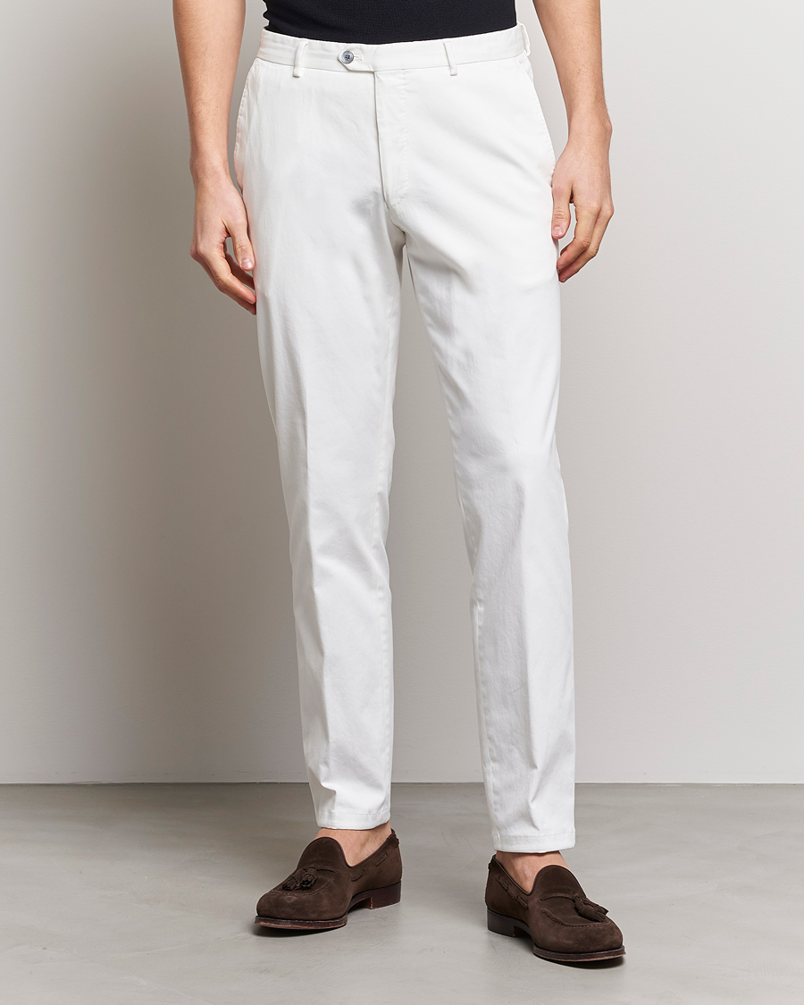 Herre | Chinos | Oscar Jacobson | Denz Casual Cotton Trousers White