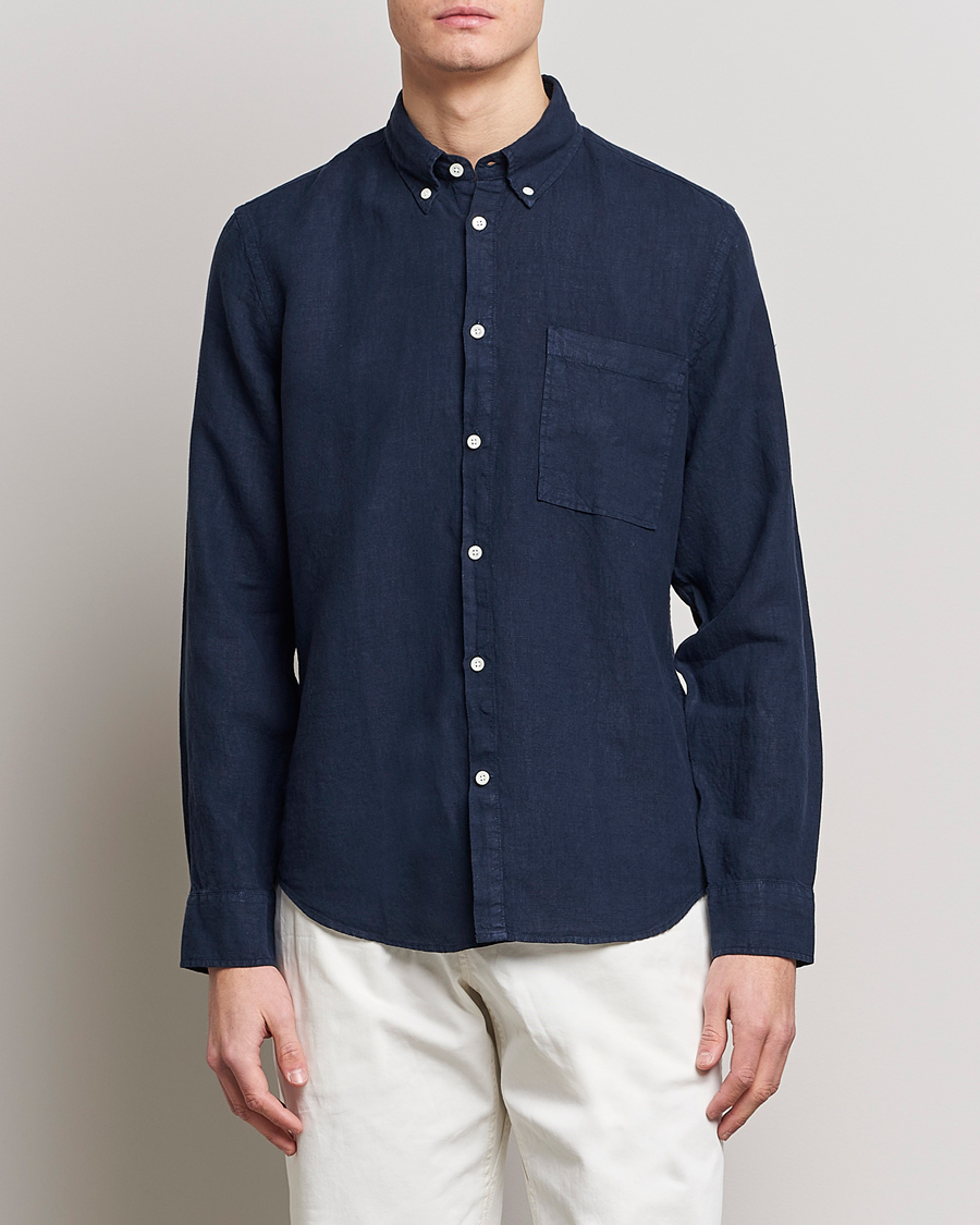 Herre | NN07 | NN07 | Arne Linen Shirt Navy Blue