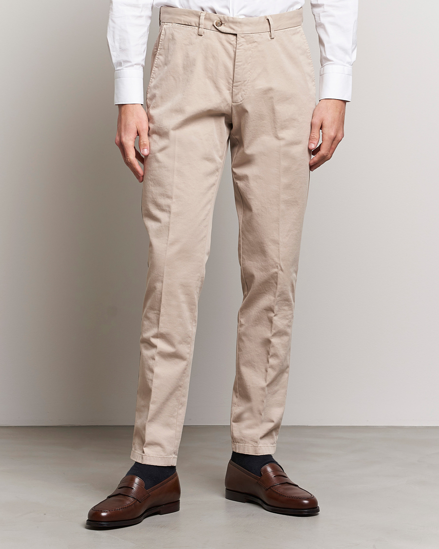 Herre | Tøj | Oscar Jacobson | Danwick Cotton Trousers Beige