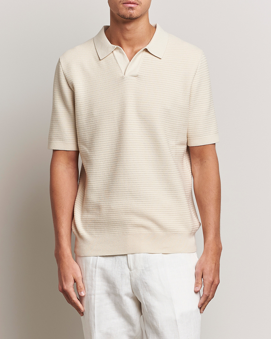 Herre | Tøj | Sunspel | Knitted Polo Shirt Ecru
