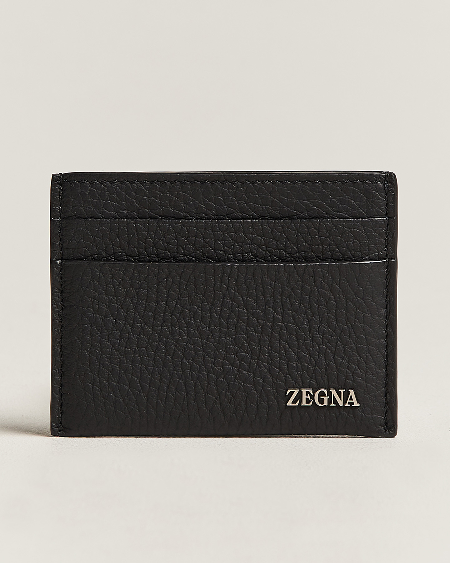 Herre |  | Zegna | Grain Leather Card Holder Black