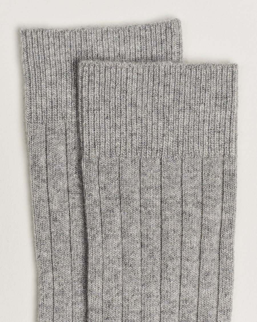 Herre |  | Bresciani | Wool/Cashmerer Ribbed Socks Light Grey