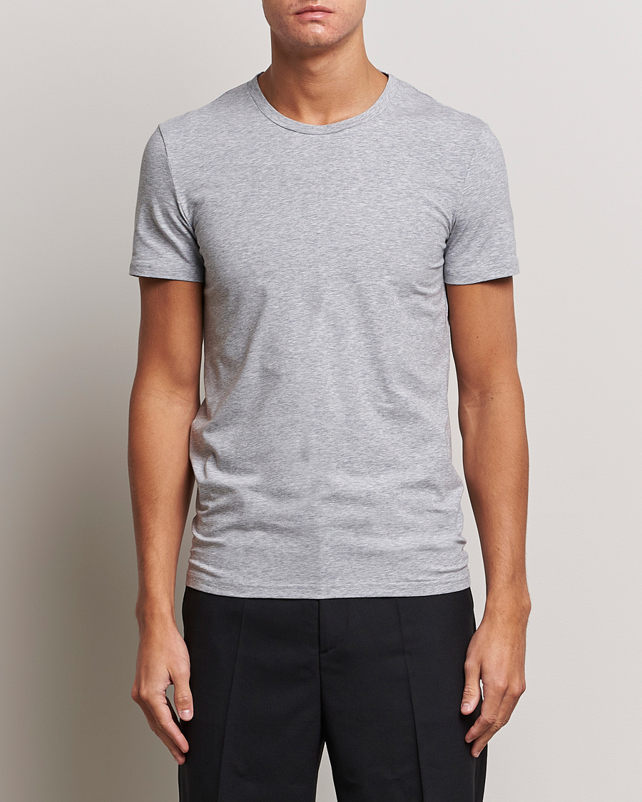 Herre | Tøj | Zegna | Stretch Cotton Round Neck T-Shirt Grey Melange