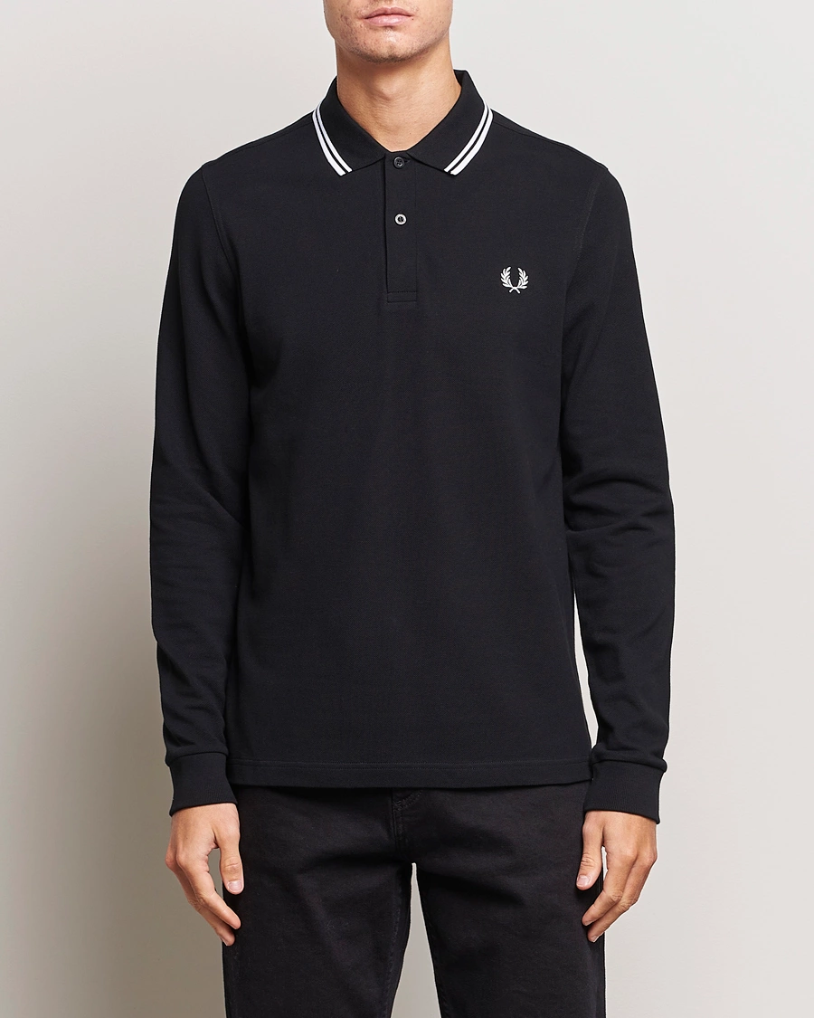 Herre | Tøj | Fred Perry | Long Sleeve Twin Tipped Shirt Black