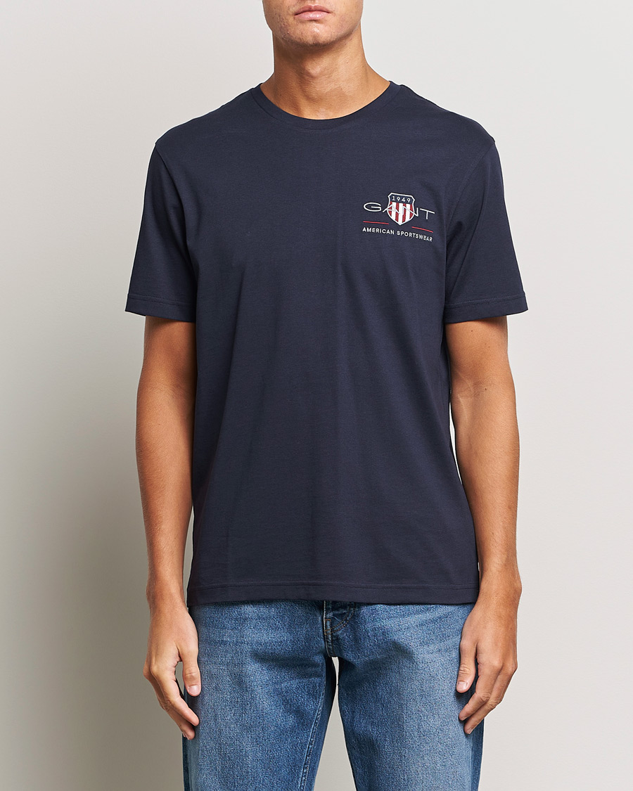 Herre | Tøj | GANT | Archive Shield Small Logo T-Shirt Evening Blue