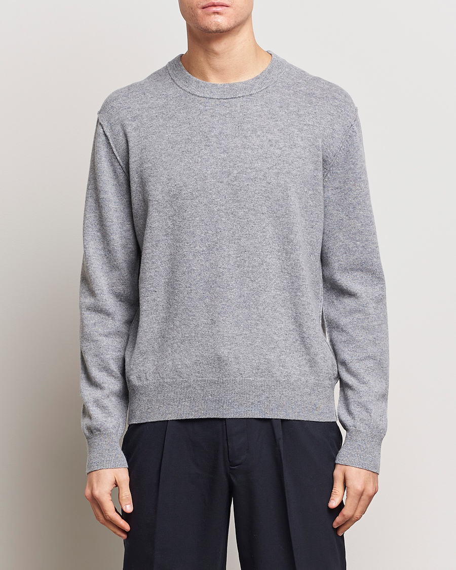 Herre | Strikkede trøjer | Filippa K | 93 Knitted Lambswool Crew Neck Sweater Grey Melange