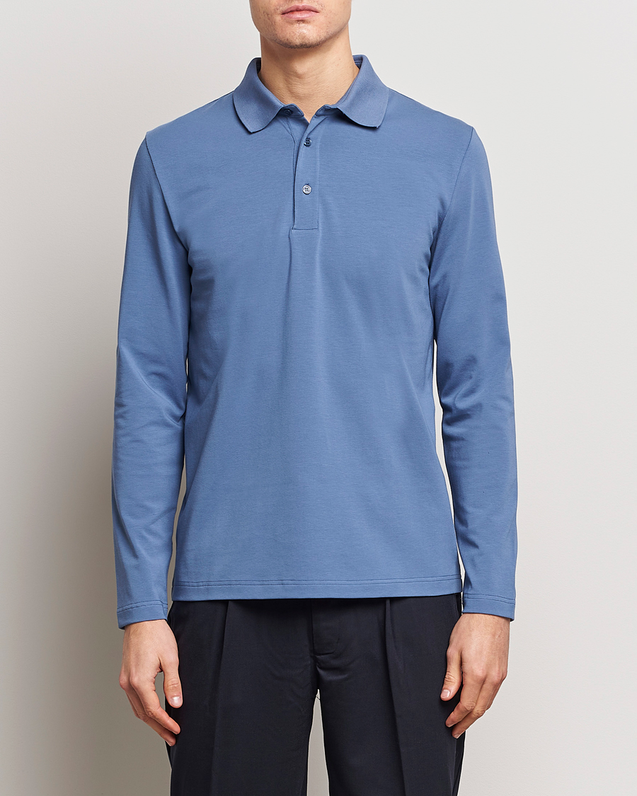 Herre | Langærmede polotrøjer | Filippa K | Luke Lycra Poloshirt Paris Blue