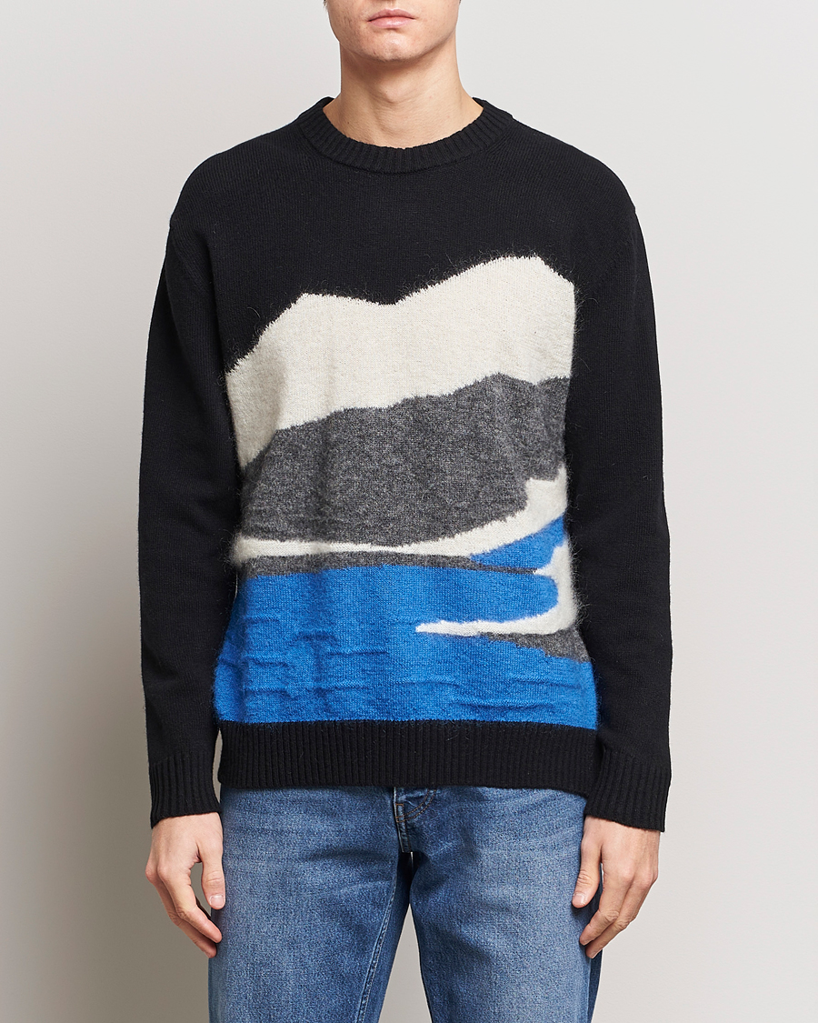 Herre | Strikkede trøjer | NN07 | Jason Mohair Wool Sweater Black Multi