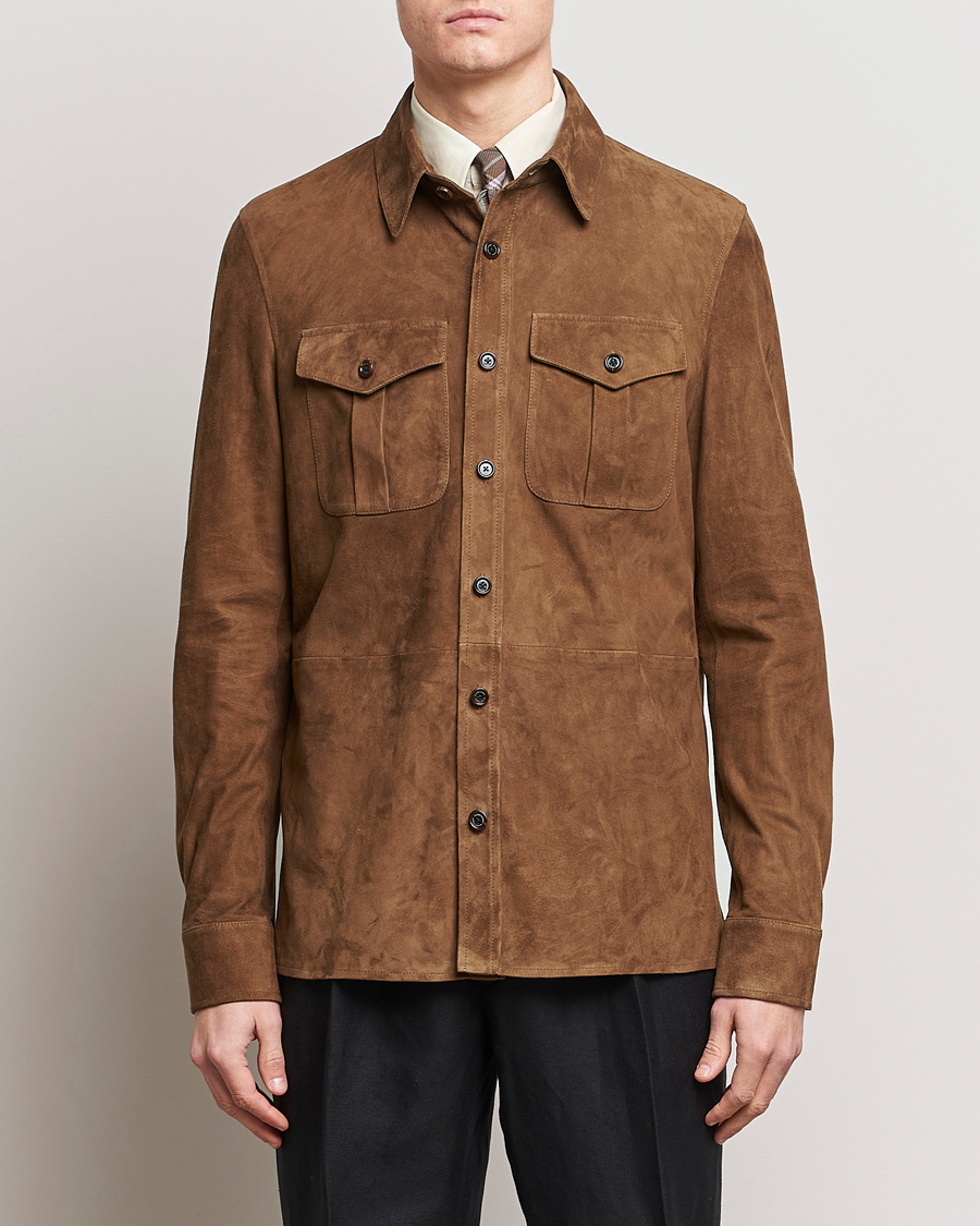 Herre | Tøj | Ralph Lauren Purple Label | Suede Shirt Jacket Dark Brown