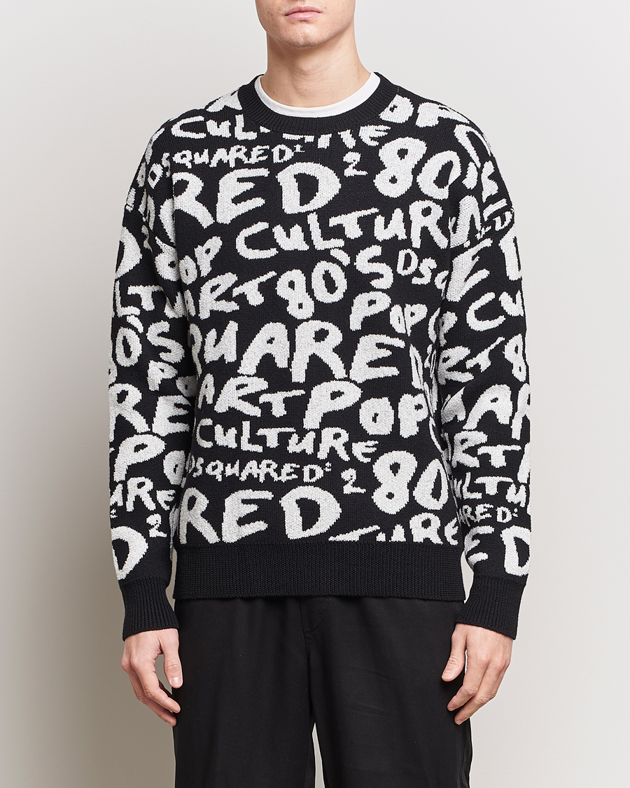 Herre | Tøj | Dsquared2 | Pop 80's Crew Neck Knitted Sweater Black