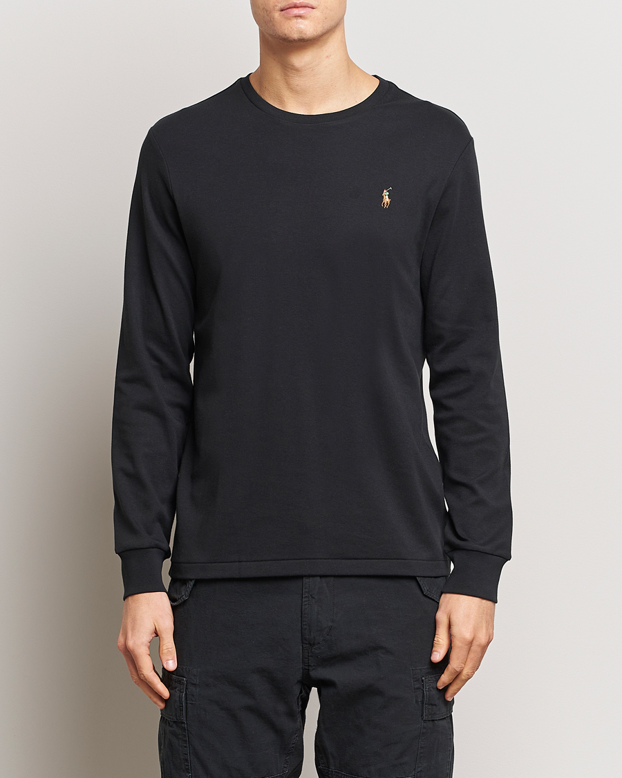 Herre | Langærmede t-shirts | Polo Ralph Lauren | Luxury Pima Cotton Long Sleeve T-Shirt Black