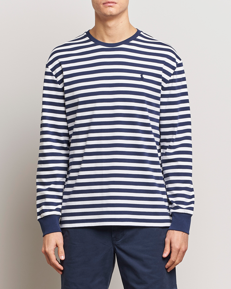 Herre | Langærmede t-shirts | Polo Ralph Lauren | Striped Long Sleeve T-Shirt Refined Navy/White