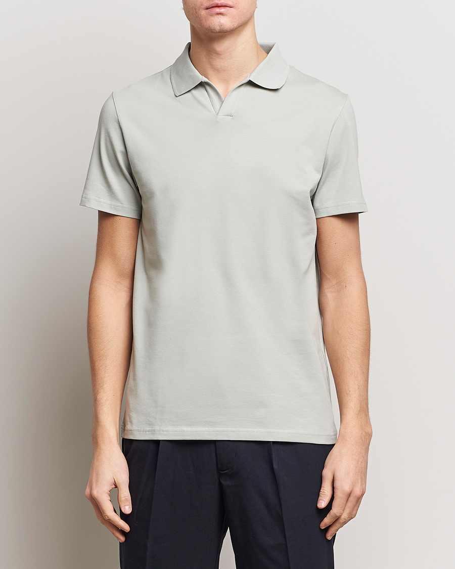 Herre | Polotrøjer | Filippa K | Soft Lycra Polo T-Shirt Green Grey