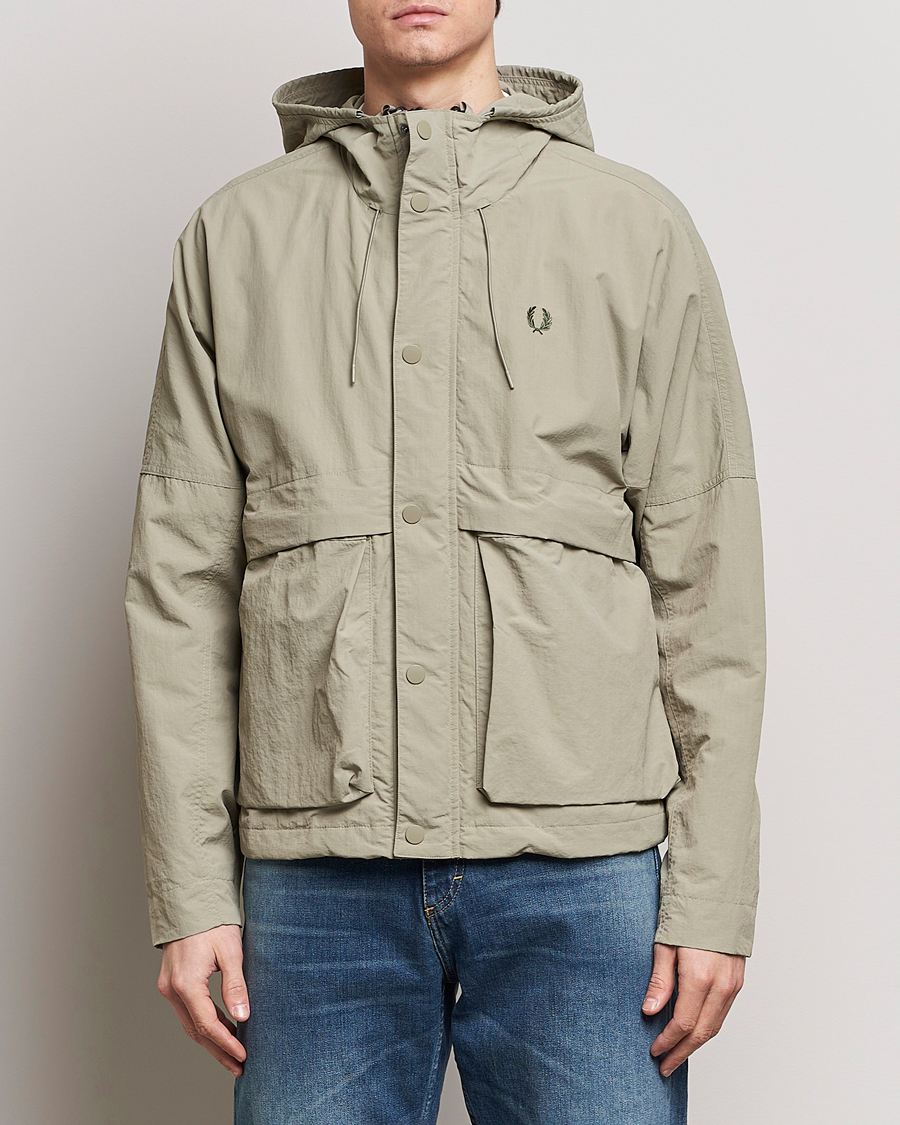 Herre | Fred Perry | Fred Perry | Cropped Ripstop Hooded Jacket Warm Grey