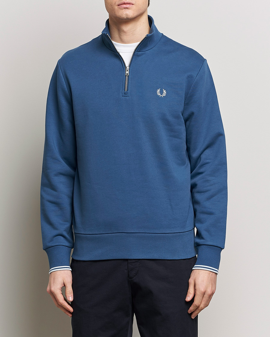 Herre | Tøj | Fred Perry | Half Zip Sweatshirt Midnight Blue