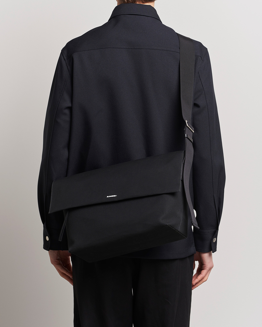 Herre |  | Jil Sander | Canvas/Leather Cross Body Bag Black
